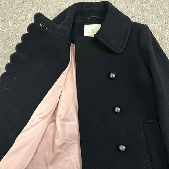 Kate Spade New York | Black Scalloped Peacoat - Picture 7 of 10
